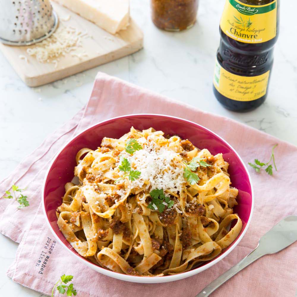 Recette tagliatelles pesto rosso Emile Noël