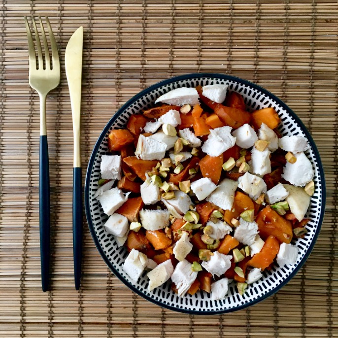 Recette buddah bowl patates douces poulet pistaches Emile Noel