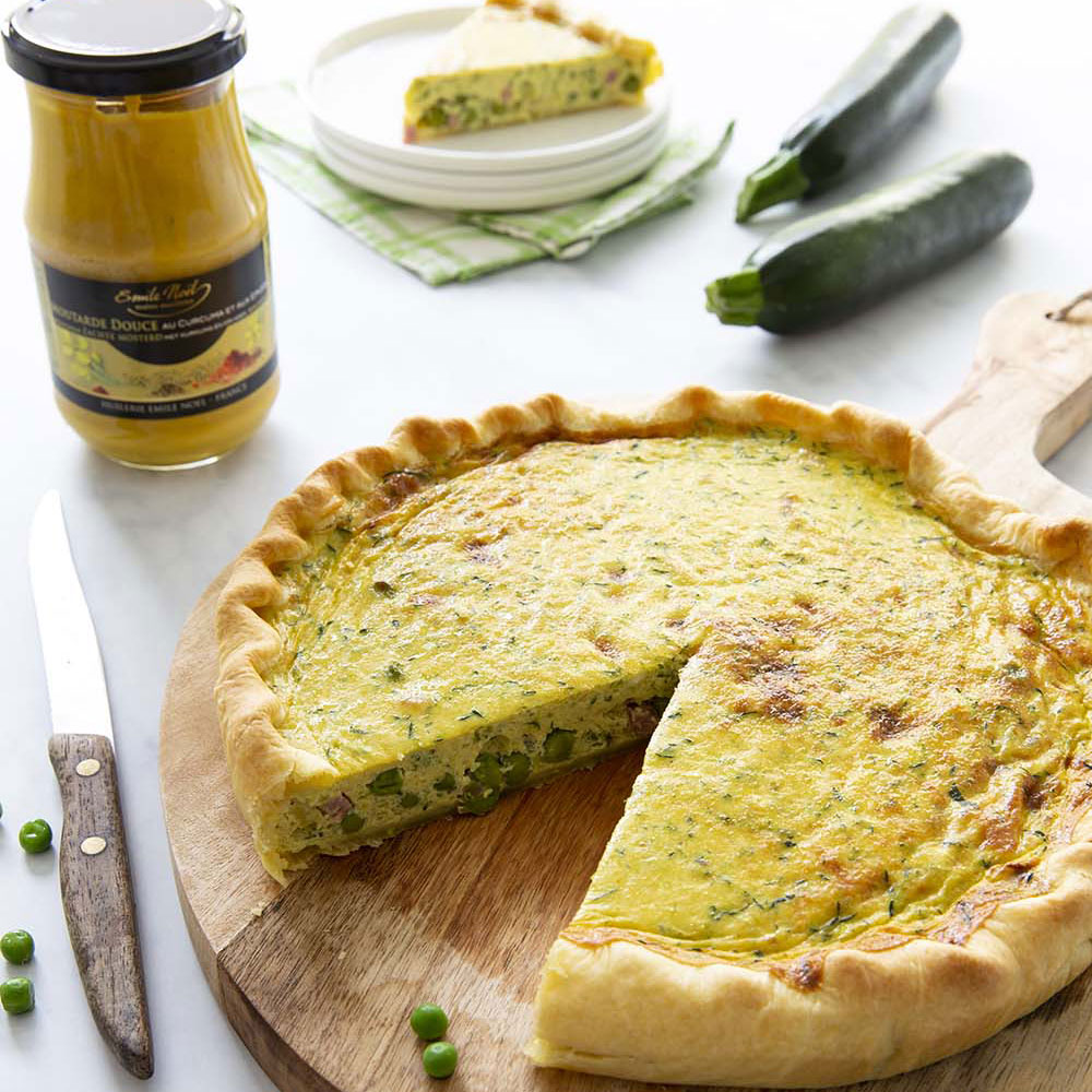 Recette tarte courgette lardons petits pois Emile Noël